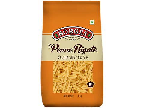 Borges Penne Rigate - Durum Wheat Pasta, 1 kg