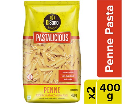 Disano Pastalicious - Penne, Durum Wheat Semolina Pasta, High-Protein, No Cholesterol, 400 g