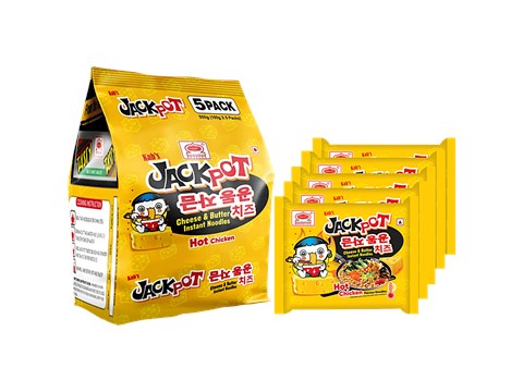 Kab's Jackpot Cheese & Butter Instant Noodles - Hot Chicken, RIch In Calcium, Iron & Vitamins, 100 g