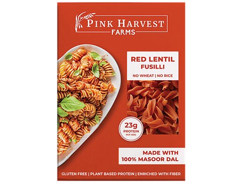 Pink Harvest Farms Red Lentil Fusilli Pasta - Masoor Dal, Plant-based Protein, No Wheat/Rice, 200 g