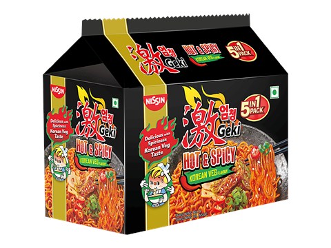 Nissin Geki - Hot & Spicy Korean Veg Flavoured Ramen Instant Noodles, 400 g