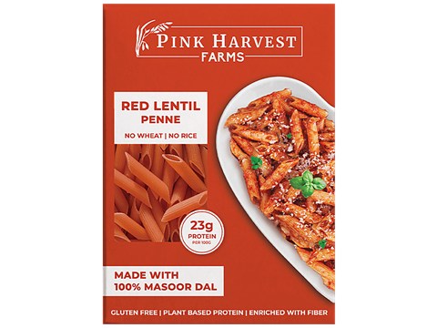 Pink Harvest Farms Red Lentil Penne Pasta - Masoor Dal, Plant-based Protein, No Wheat/Rice, 200 g