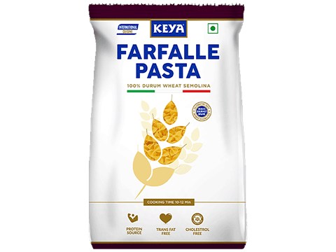 Keya Farfalle Pasta - 100% Durum Wheat Semolina, Rich In Protein, Cholesterol Free, 500 g