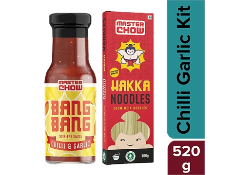 MasterChow Bang Bang Chilli & Garlic Stir Fry Sauce & Hakka Noodle - Used For Asian Style Cooking, 2 pcs