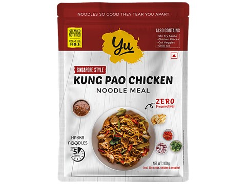 Yu Instant Chicken Hakka Noodles With Kung Pao Sauce+ Veggies - Zero Preservatives, 100 g