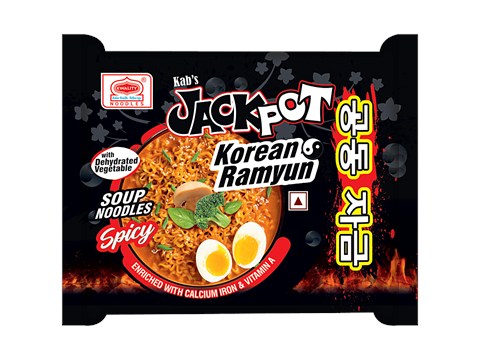 Kab's Jackpot Korean Ramyun Soup Noodles - With Dehydrated Vegetables, Spicy, 100 g