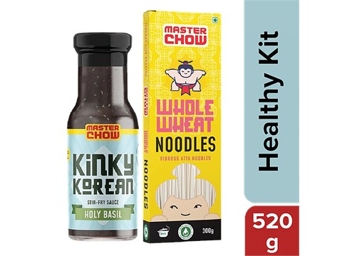 MasterChow Kinky Korean Holy Basil Stir Fry Sauce & Whole Wheat Noodle Healthy Kit - Wholesome, 2 pcs