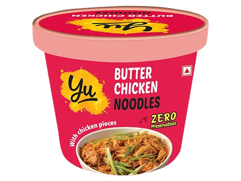 Yu Butter Chicken Instant Cup Noodles Meal - Zero Cholesterol, No Artificial Ingredients, 70 g