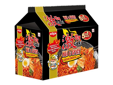 Nissin Geki - Hot & Spicy Korean Chicken Flavoured Ramen Instant Noodles, 400 g