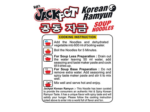 Kab's Jackpot Korean Ramyun Soup Noodles - With Dehydrated Vegetables, 100 g