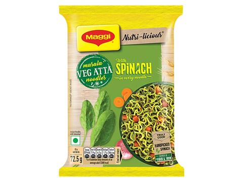 Maggi Nutri-licious Masala Veg Atta Instant Noodles With Spinach, 72.5 g