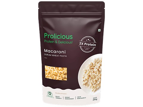 Prolicious Macaroni Durum Wheat Pasta - Rich In Plant-Based Protein, 250 g