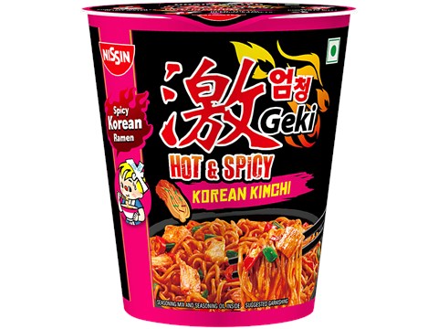 Nissin Geki Hot & Spicy Korean Kimchi Flavour Instant Noodles, 70 g