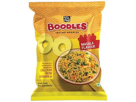Boodles Instant Noodles - Masala Flavour,  Rich In Iron & Calcium, Soup Base, 50 g