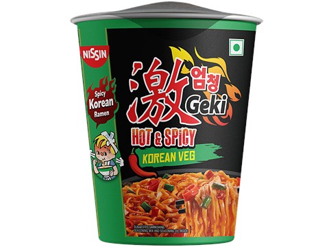 Nissin Geki - Hot & Spicy Korean Veg Flavoured Ramen Cup Noodles, 70 g