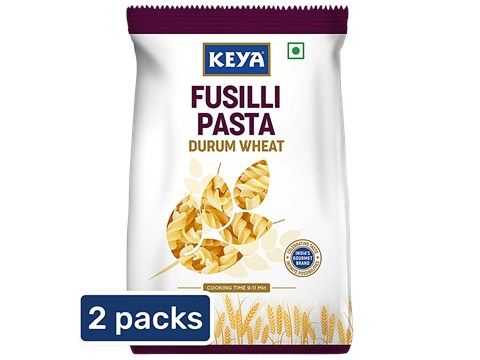 Keya Fusilli Pasta - Durum Wheat Semolina, 2 x 400 g