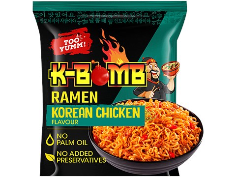 Too Yumm! K-Bomb Ramen Korean Chicken Flavour Instant Noodles, 77 g
