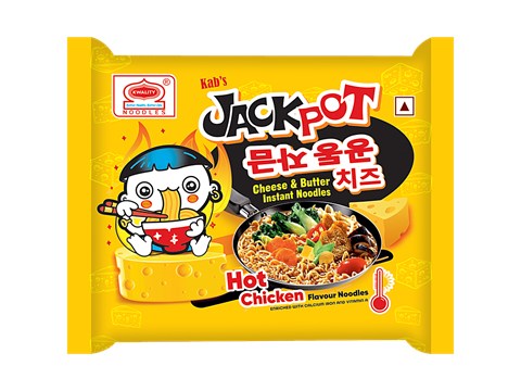 Kab's Jackpot Cheese & Butter Instant Noodles - Hot Chicken, Rich In Calcium, Iron & Vitamins, 100 g