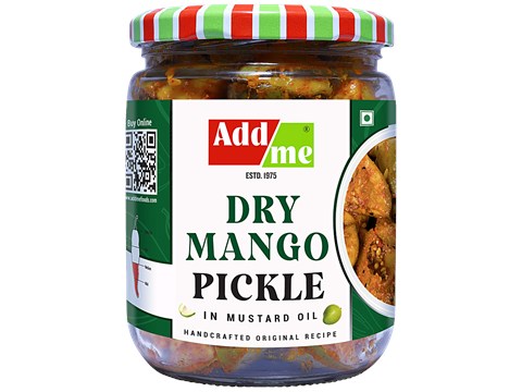Add me Dry Mango Pickle in Very Less Mustard Oil Glass Jar, 500 g
