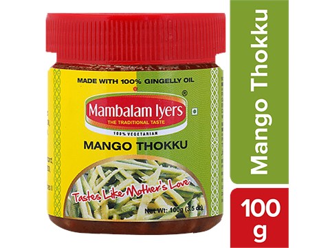 Mambalam Iyers Mango Thokku Pickle - Made With Gingelly Oil, Homemade, Tangy & Spicy, 100 g