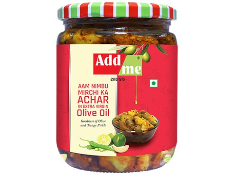 Add me Aam Nimbu Mirchi Achar In Olive Oil, 500 g