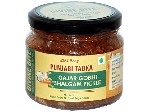 Divine Bite Gajar Gobhi Shalgam Ka Achaar - Homemade Punjabi Tadka, 300 g