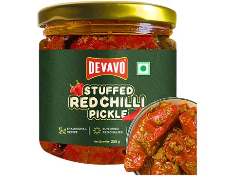 Devavo Stuffed Red Chilli Pickle, 250 g