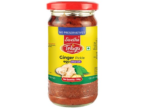 Swetha Telugu foods Ginger Pickle - Without Garlic, 300 g