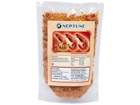 Neptune Dry Prawn Chutney - Non Vegetarian Condiment, Served With Rice,Chapati, 90 g