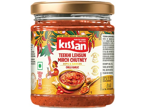 Kissan Teekhi Lehsun Mirch Chutney Bottle, 200 g