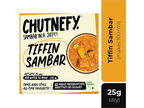 Chutnefy Chutney Sambar In A Jiffy! - Authentic Recipe, Vegan Friendly, Medium Spicy, For Tiffin, 25 g