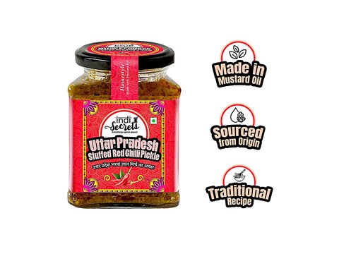 indiSecrets Uttar Pradesh Stuffed Red Chilli Pickle, 250 g