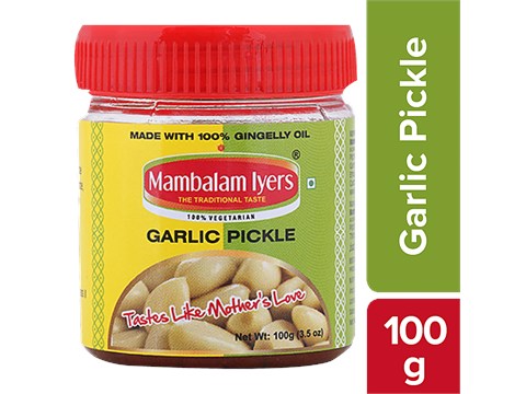 Mambalam Iyers Garlic Pickle - Made With Gingelly Oil, Tangy & Spicy, 100 g