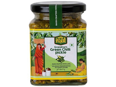 The Little Farm Co Grandma's Green Chilli Pickle - Fresh Aroma, Spicy, 250 g