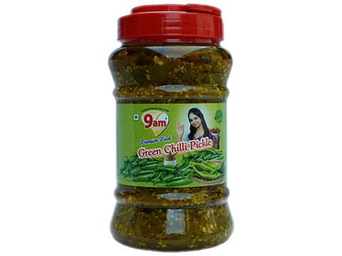9 AM Green Chilli Pickle - Spicy & Hot, 900 g