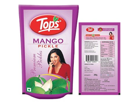 Tops Gold Mango Pickle - Tempting Flavour, Rich Aroma & Taste, 200 g