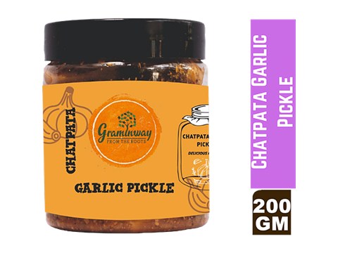Graminway Chatpata Garlic Pickle - Tangy & Spicy, Condiment For Rice, Chapati, 200 g