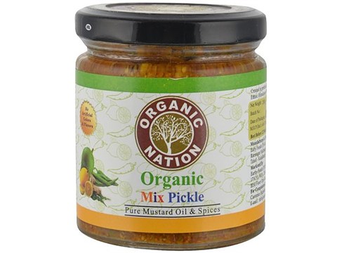 Organic Nation Organic Mix Pickle - Pure Mustard Oil & Spices, 200 g