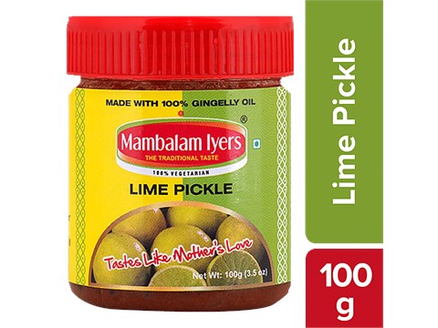Mambalam Iyers Lime Pickle - Made With Gingelly Oil, Tangy & Spicy, 100 g