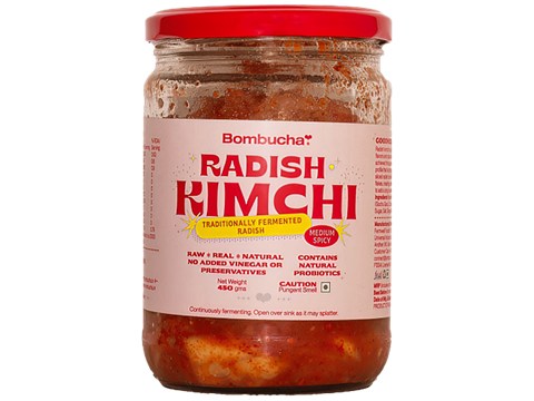 Bombucha Radish Kimchi - Fermented Kkakdugi, Raw & Vegan, Without Preservatives, 450 g