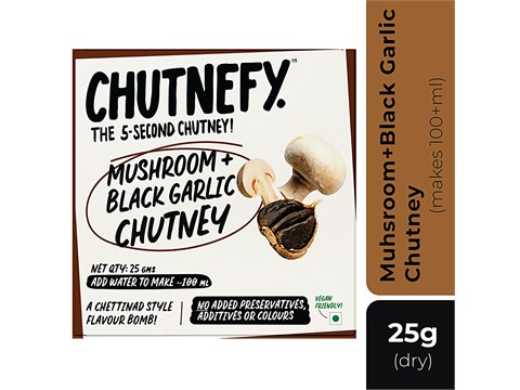 Chutnefy 5 Second Mushroom & Black Garlic Chutney - Chettinad Style Flavour, Peel & Pour, 30 g