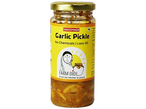 Farm Didi Garlic Pickle/Lasoon Achar - No Preservatives, Farm Fresh, Organically Processed, 200 g