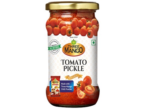 Three Mango Tomato Pickle - With Garlic, 300 g