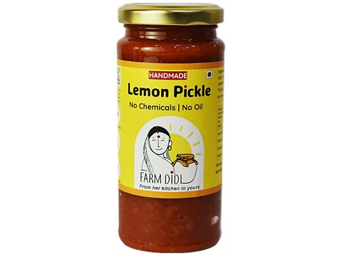 Farm Didi Lemon Pickle - Oil Free, Crushed Sweet, Sour, No Preservatives, Homemade, 200 g