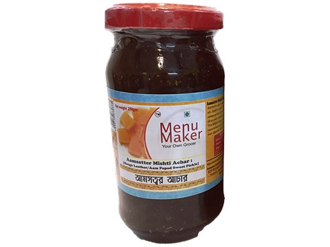 Menu Maker Aamsatter Mishti Achar/Mango Leather Aam Papad Sweet Pickle, 250 g