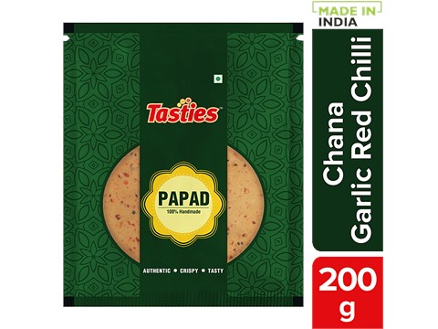 Tasties Handmade Papad - Chana, Garlic, Red Chilli, 200 g