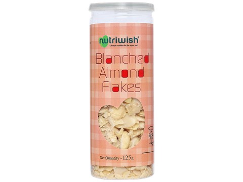 Nutriwish Blanched Almond Flakes, 125 g