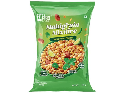 Fit & Flex Multigrain Mixture - Lemony Mint Flavour, Baked, Extra Crunchy, Source Of Protein, 100 g