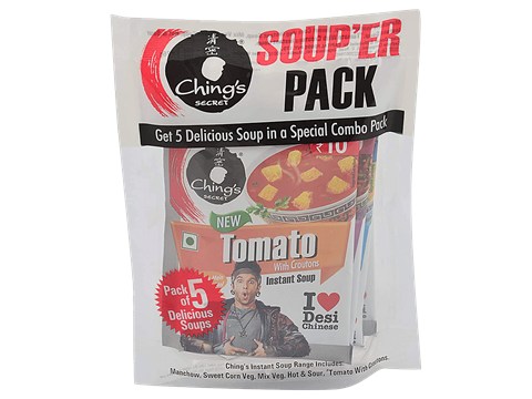 Ching's Secret Soup'er Pack - 5 Flavours, Veg Instant Soups With Real Vegetables, 76 g