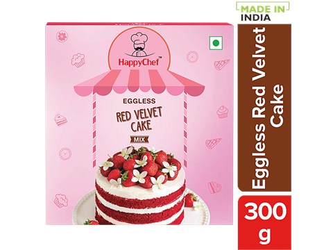 HappyChef Eggless Red Velvet Cake Mix - Quick & Easy, 300 g